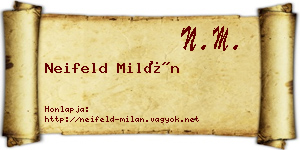 Neifeld Milán névjegykártya